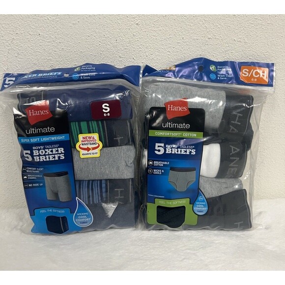 Hanes Other - Hanes Boys Tagless Boxer Briefs TWO 5-Pack Pair Size Small 6-8 New Comfort